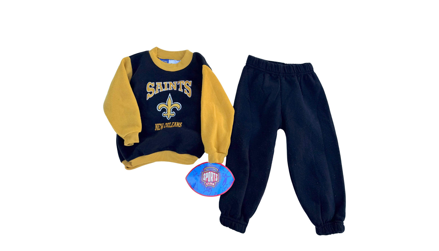Vintage Deadstock New Orleans Saints NFL Sweatsuit Set Toddler 2T