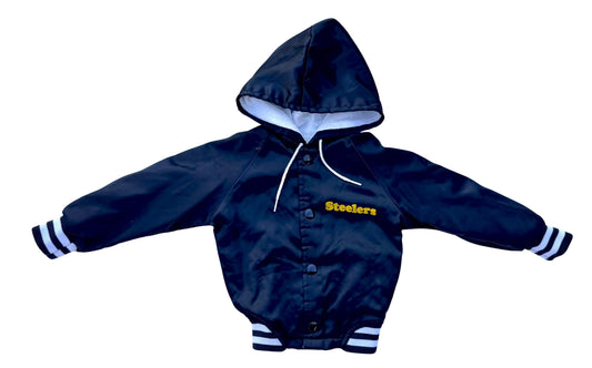 Vintage Pittsburgh Steelers Infant Toddler Baby Satin Varsity Jacket Size 2T