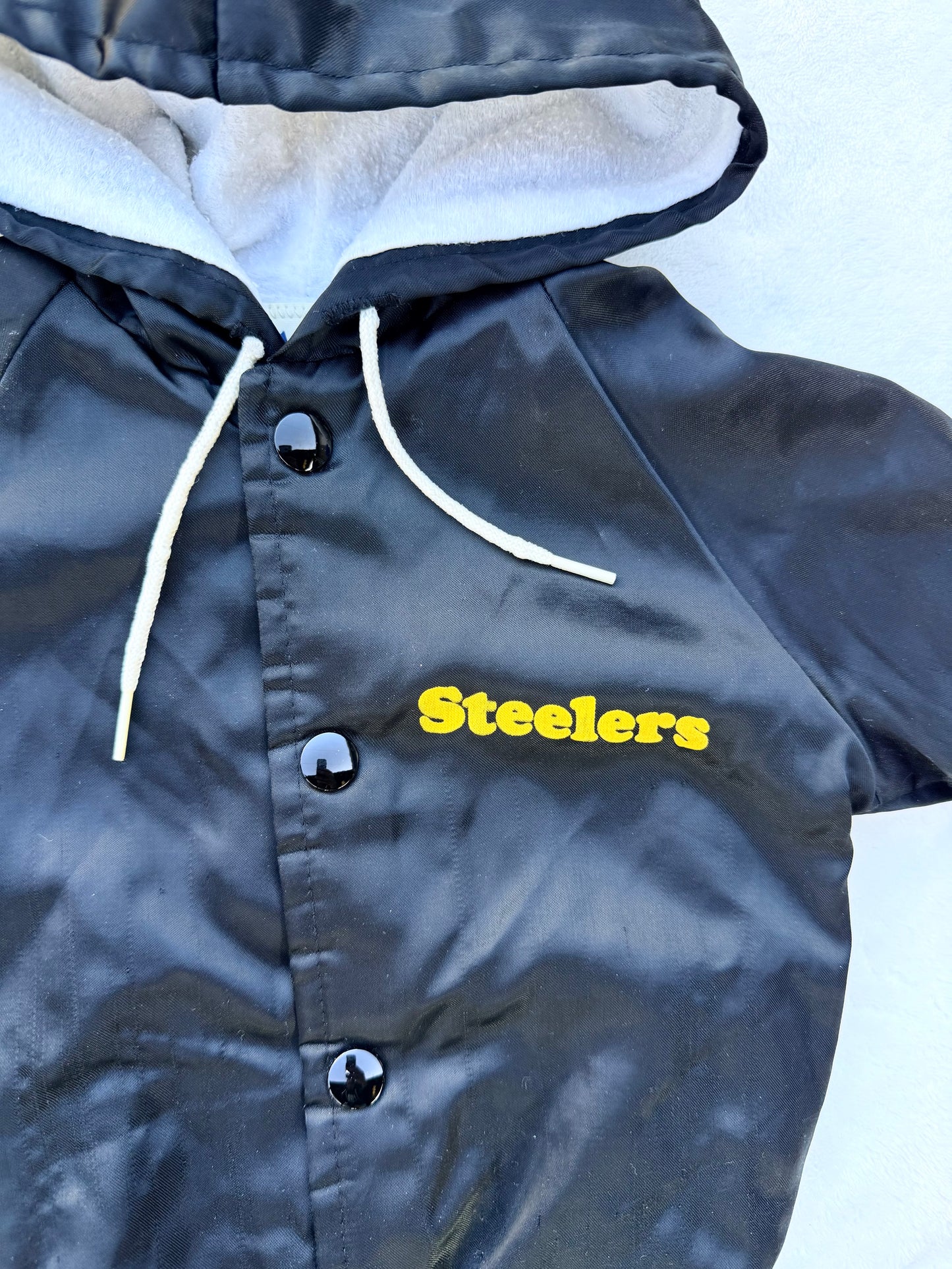 Vintage Pittsburgh Steelers Infant Toddler Baby Satin Varsity Jacket Size 2T