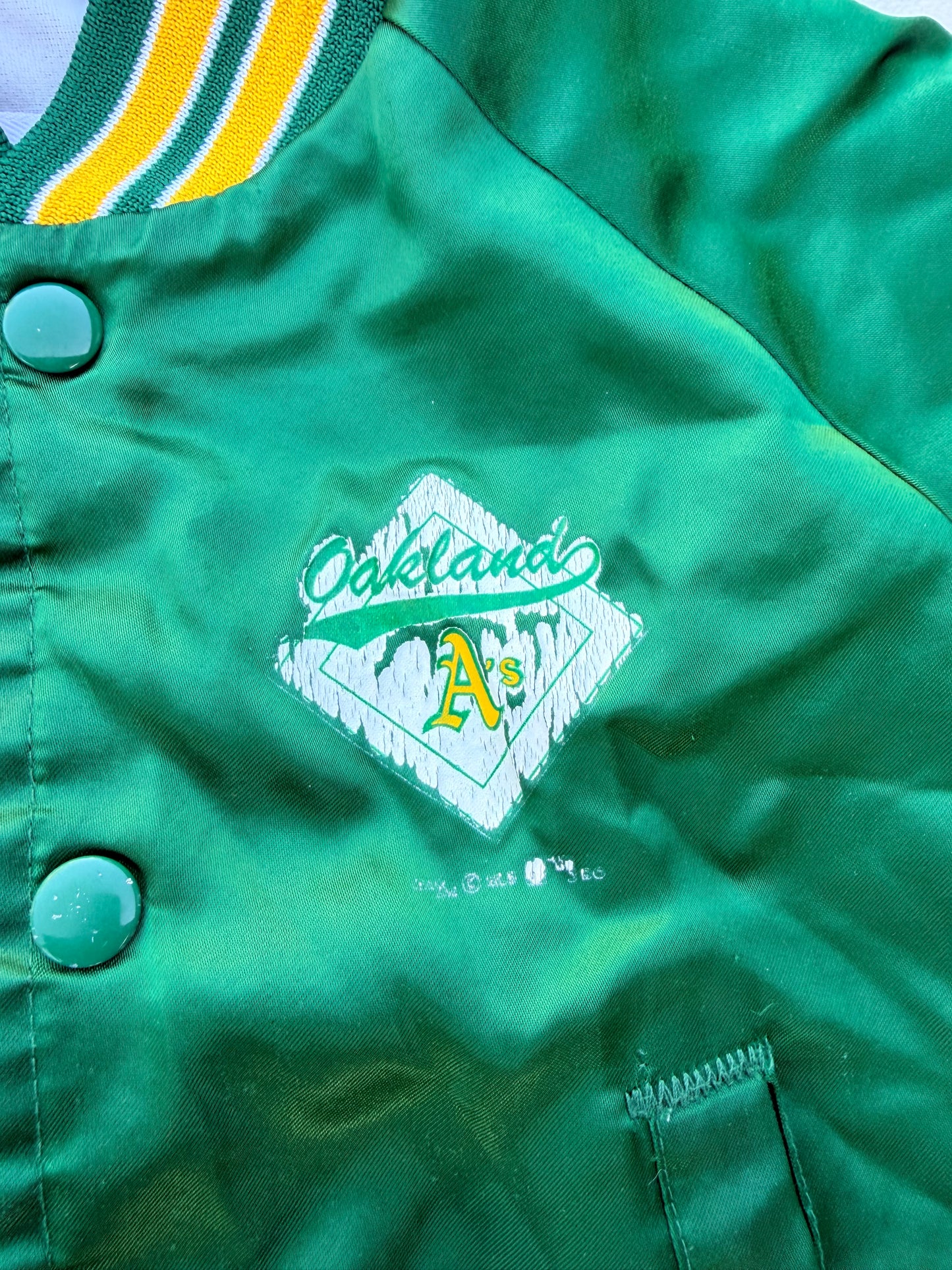 Vintage Chalkline Oakland Athletics Satin Varsity Jacket SIze S 5 youth
