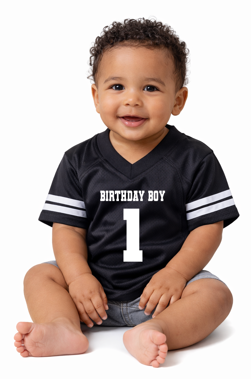 Customized Infant Toddler Baby Youth Football Jersey with Varsity Sleeve Stripes