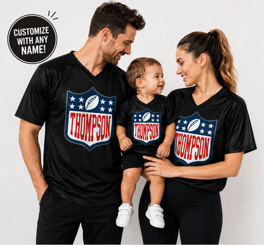 Custom Family Football Emblem Jerseys | Infant to Adult