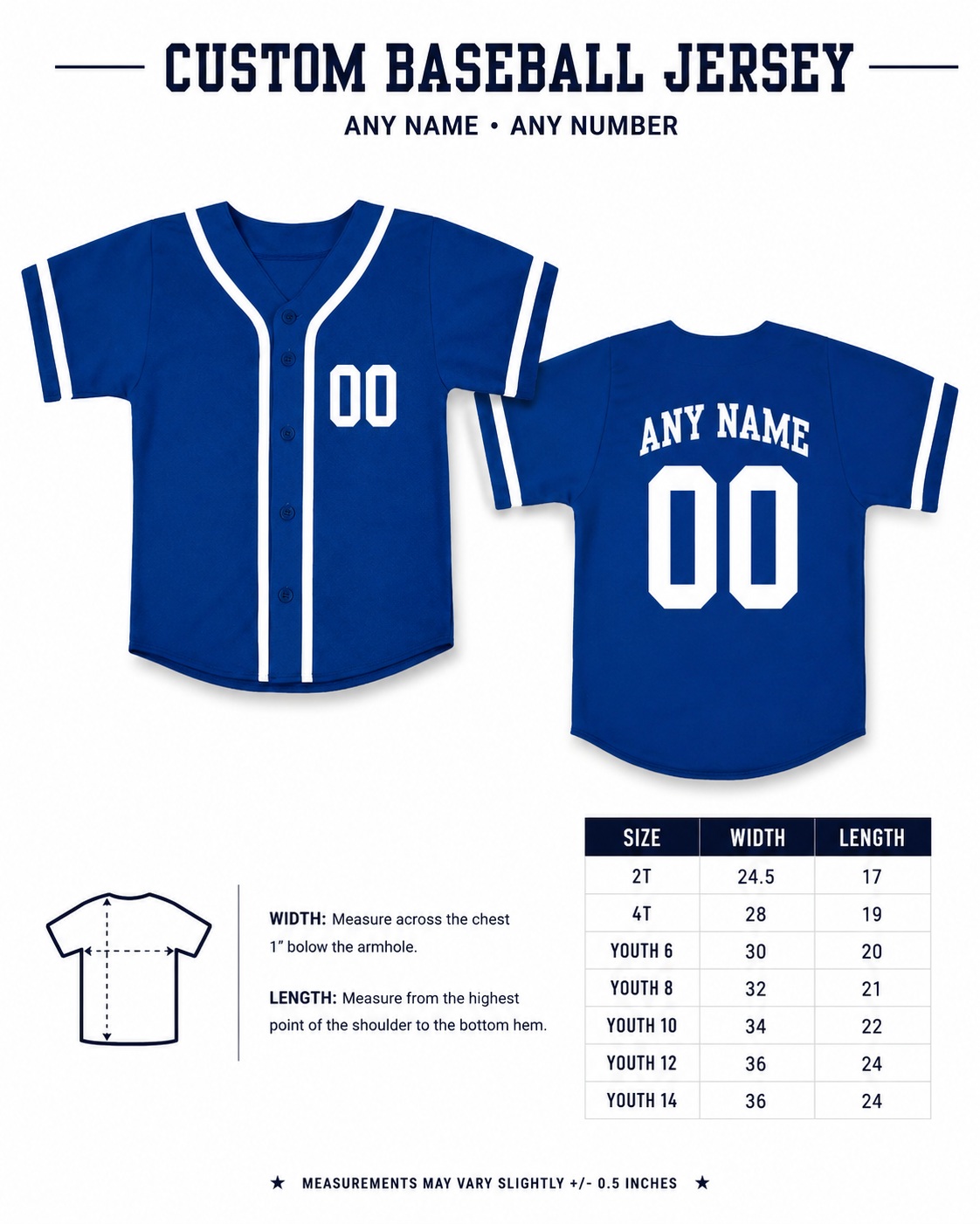 Custom Baseball Toddler Youth Jerseys
