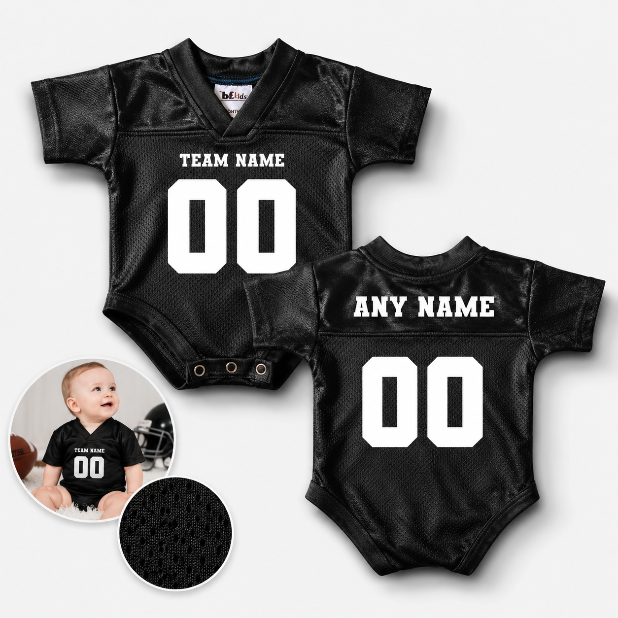 personalized football gear Custom Football Jersey Bodysuit | Personalized Baby Football Onesie