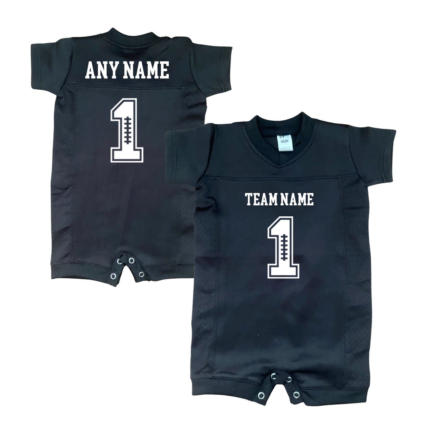Customized Football MVP First Birthday Romper Jersey
