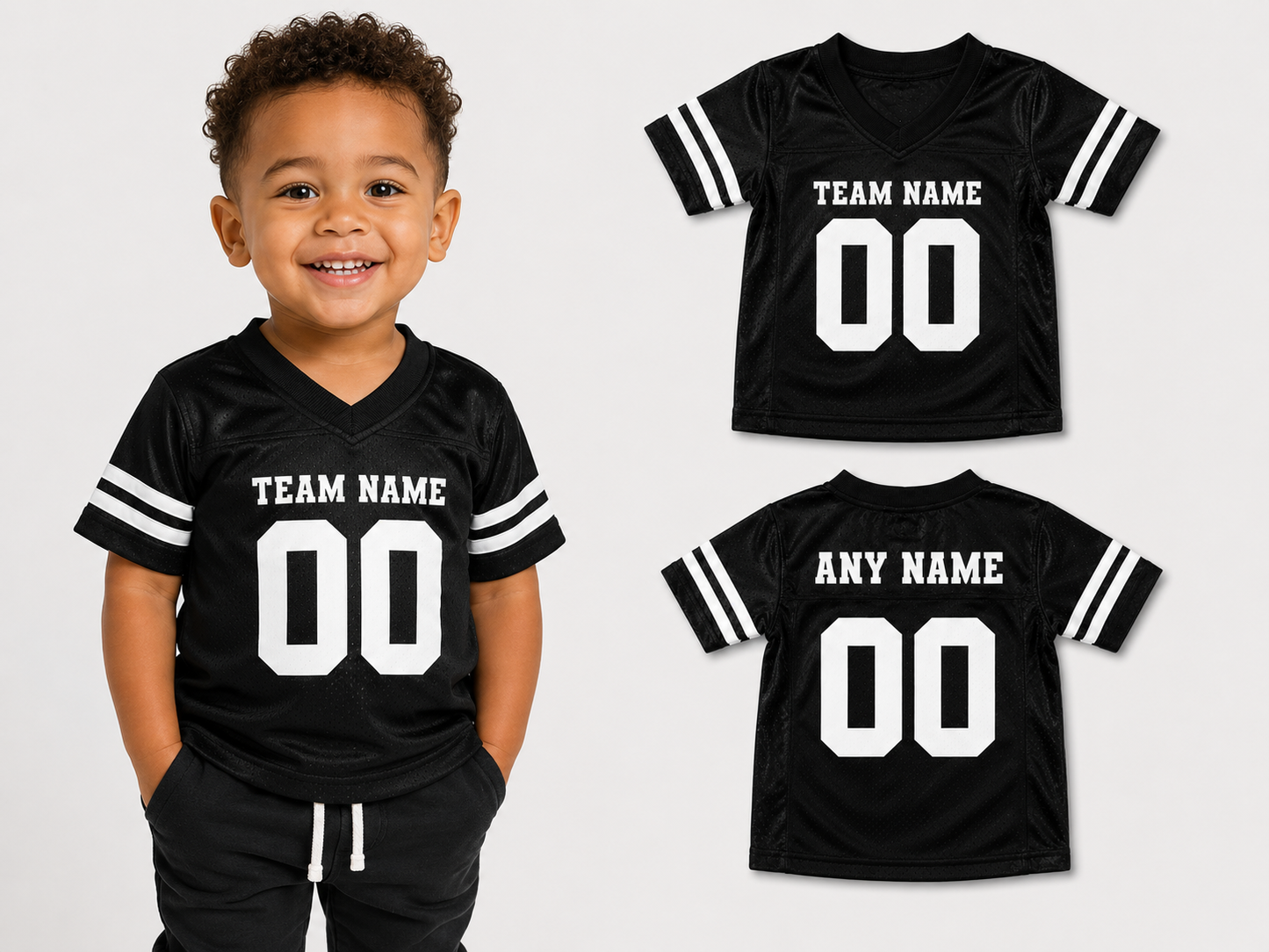 Custom Football Jerseys With Striped sleeves | Personalized Infant to Toddler