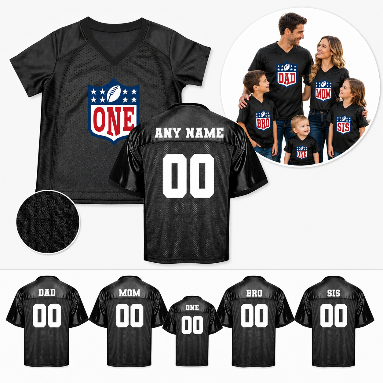 Custom Family Football Emblem Jerseys | Infant to Adult