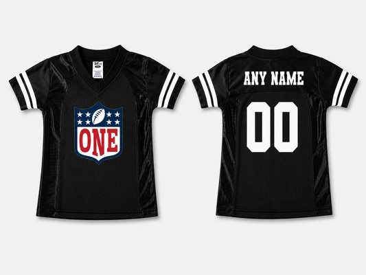Custom Football Emblem Jerseys with Varsity Stripe | Infant to Toddler