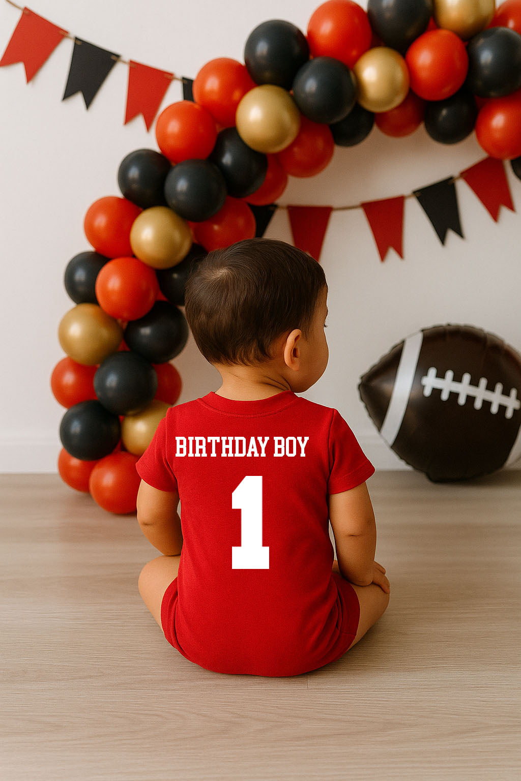 Customized Football MVP First Birthday Romper Jersey